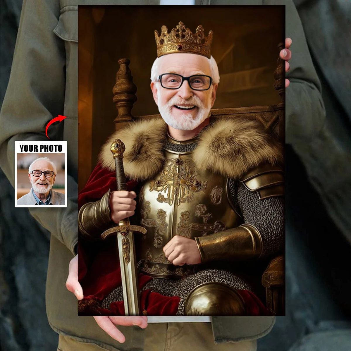 Custom Photo Royal Painting Style For Dad, Grandpa - Personalized Poster/Canvas - Image 4