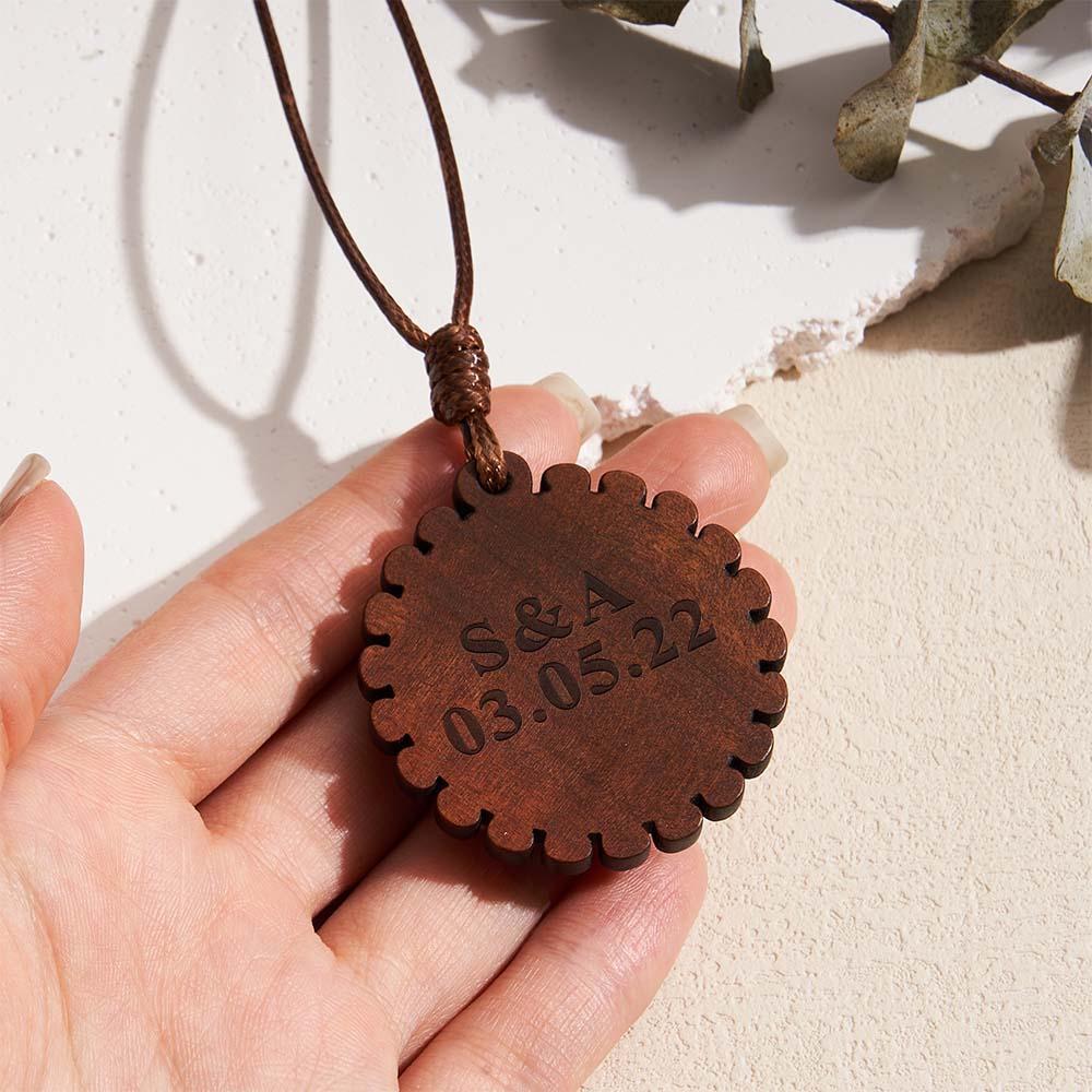 Custom Photo Stained Glass Background Personalized Wooden Necklace - Image 3