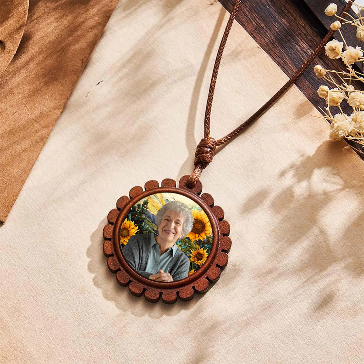 Custom Photo Stained Glass Background Personalized Wooden Necklace - Image 8