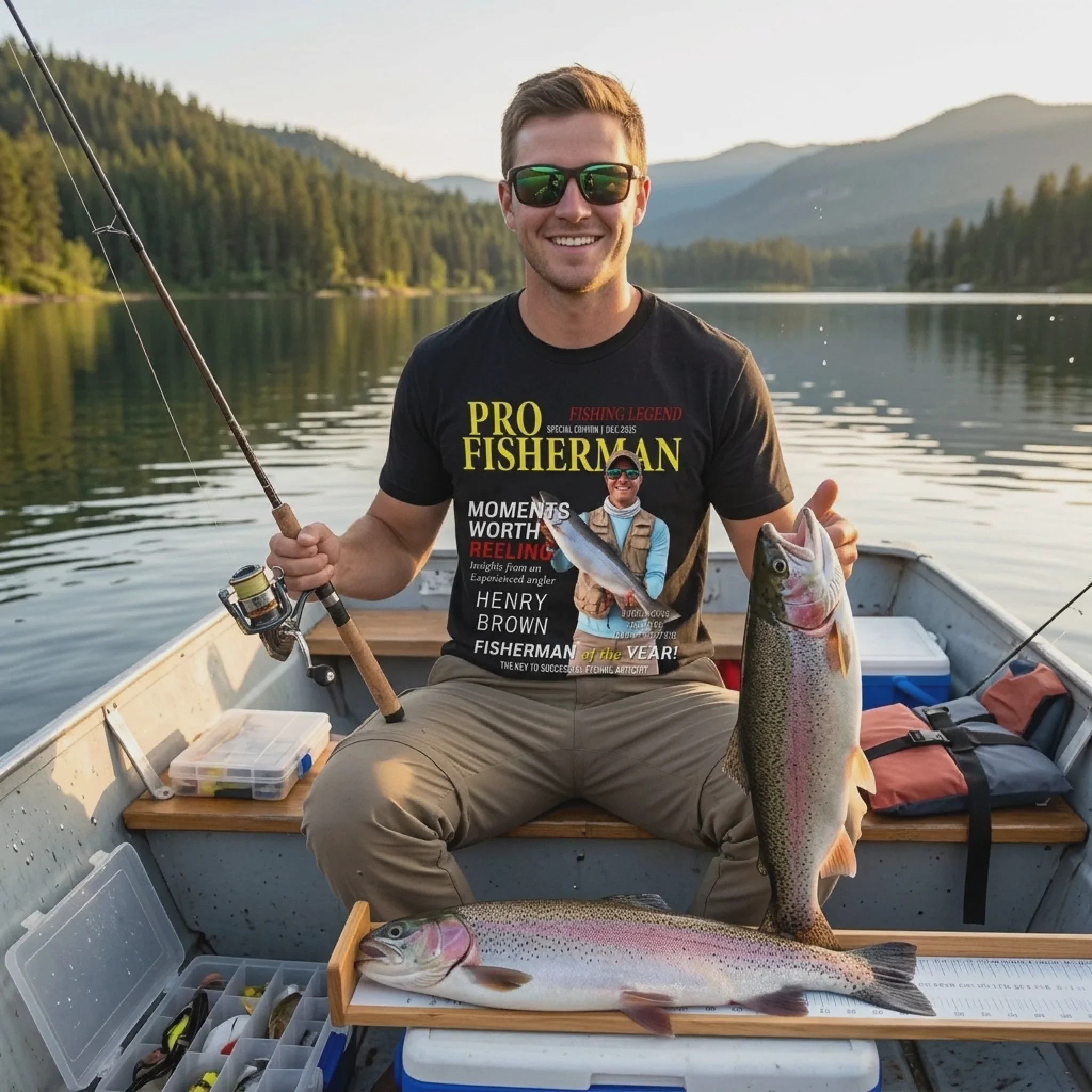 Custom Photo T-shirt, Personalized Birthday Fishing Gifts For Fisherman - Living The Reel Dream - Image 3