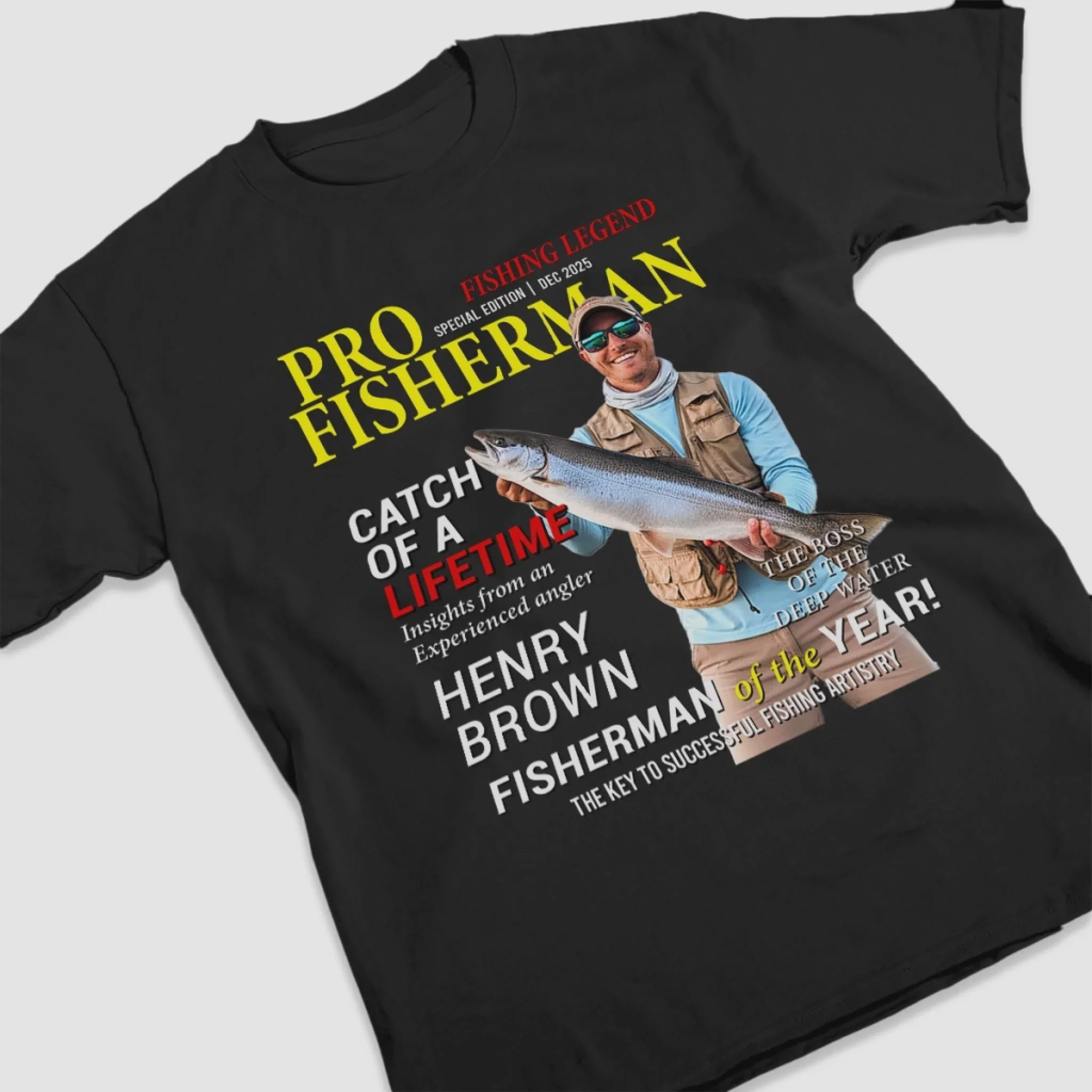 Custom Photo T-shirt, Personalized Birthday Fishing Gifts For Fisherman - Living The Reel Dream - Image 5
