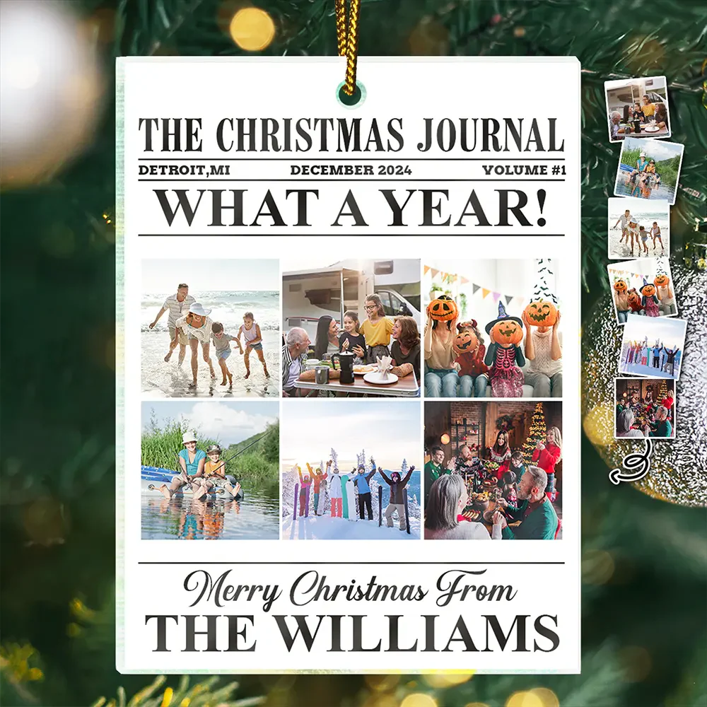 Custom Photo The Christmas Journal What A Year For Family And Friends - Personalized Acrylic Ornament - Image 2