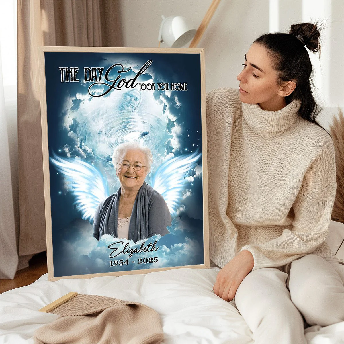 Custom Photo The Day God Took You Home - Personalized Memorial Canvas - Image 3