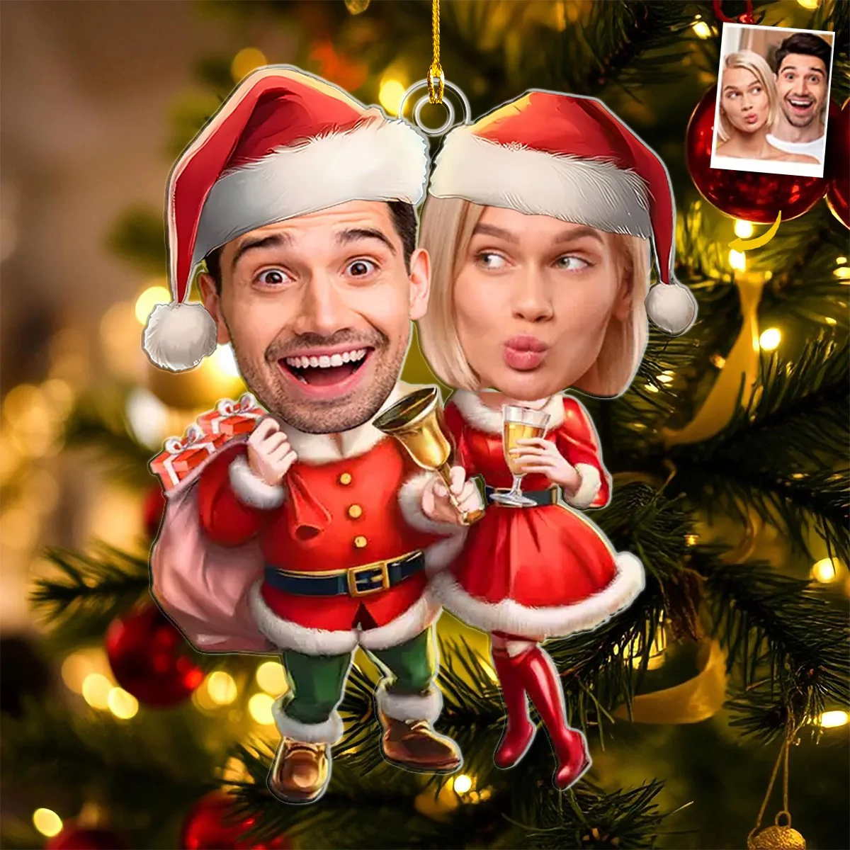 Custom Photo 'Tis The Season For Loving You - Couple Personalized Custom Ornament - Image 2