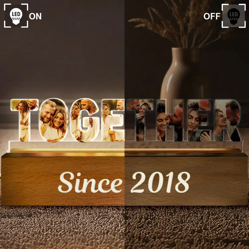 Custom Photo Together Since Year Couple Anniversary - Personalized Custom Shaped LED Light - Image 3