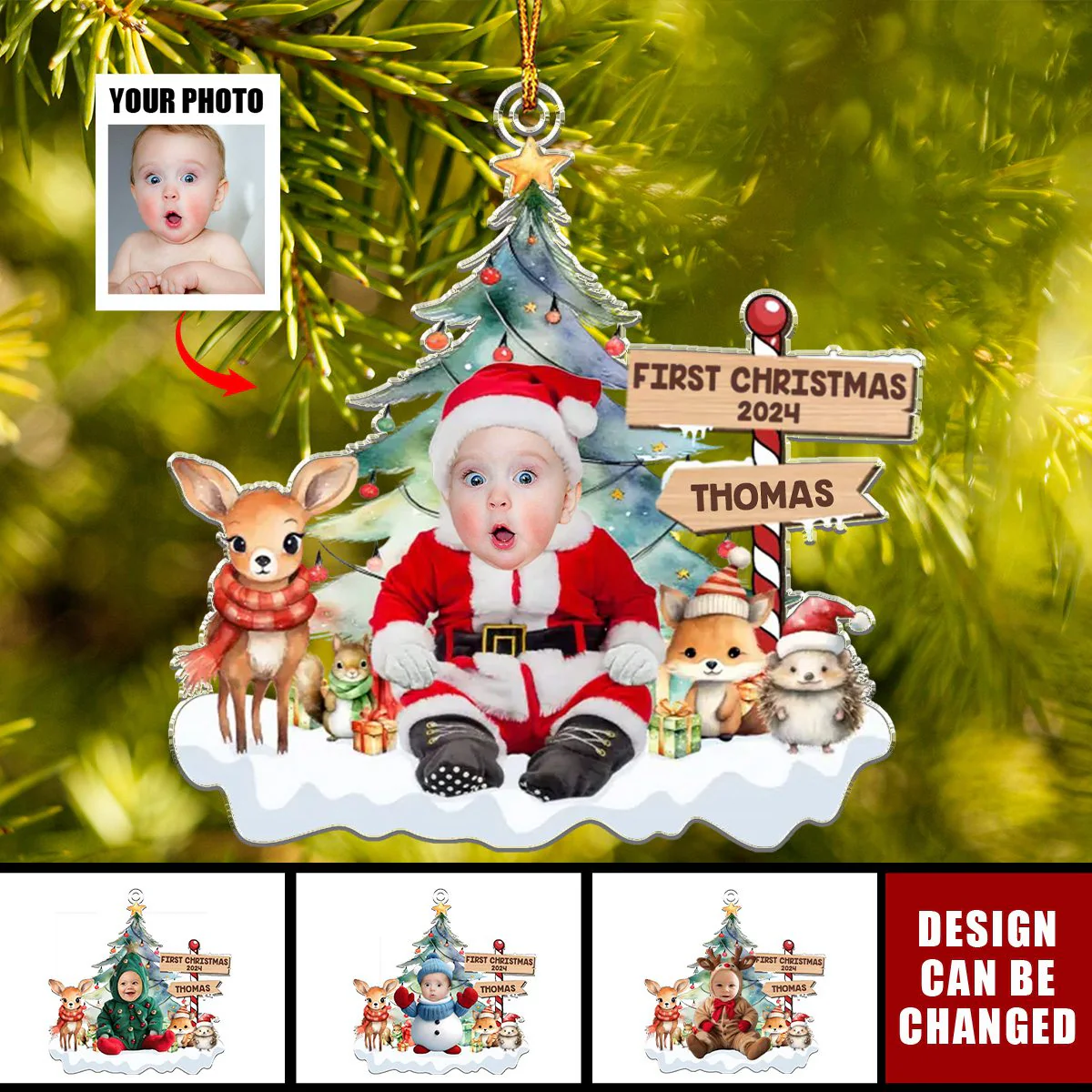 Custom Photo Under The Mistletoe With My Little Bundle Of Joy - Family Personalized Ornament - Image 2