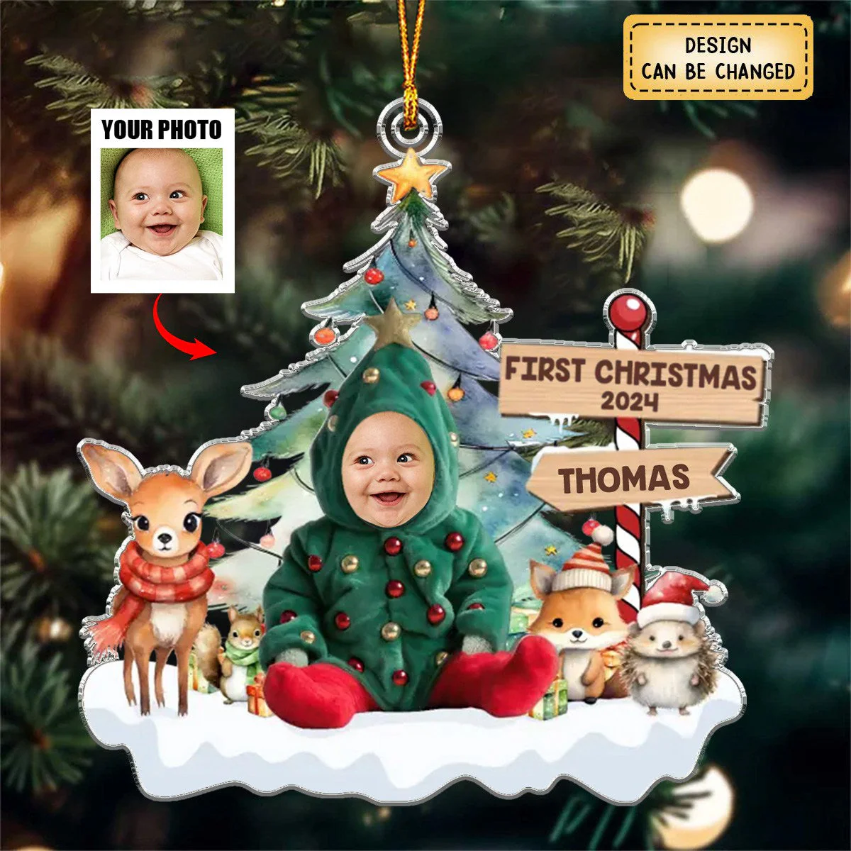 Custom Photo Under The Mistletoe With My Little Bundle Of Joy - Family Personalized Ornament - Image 6