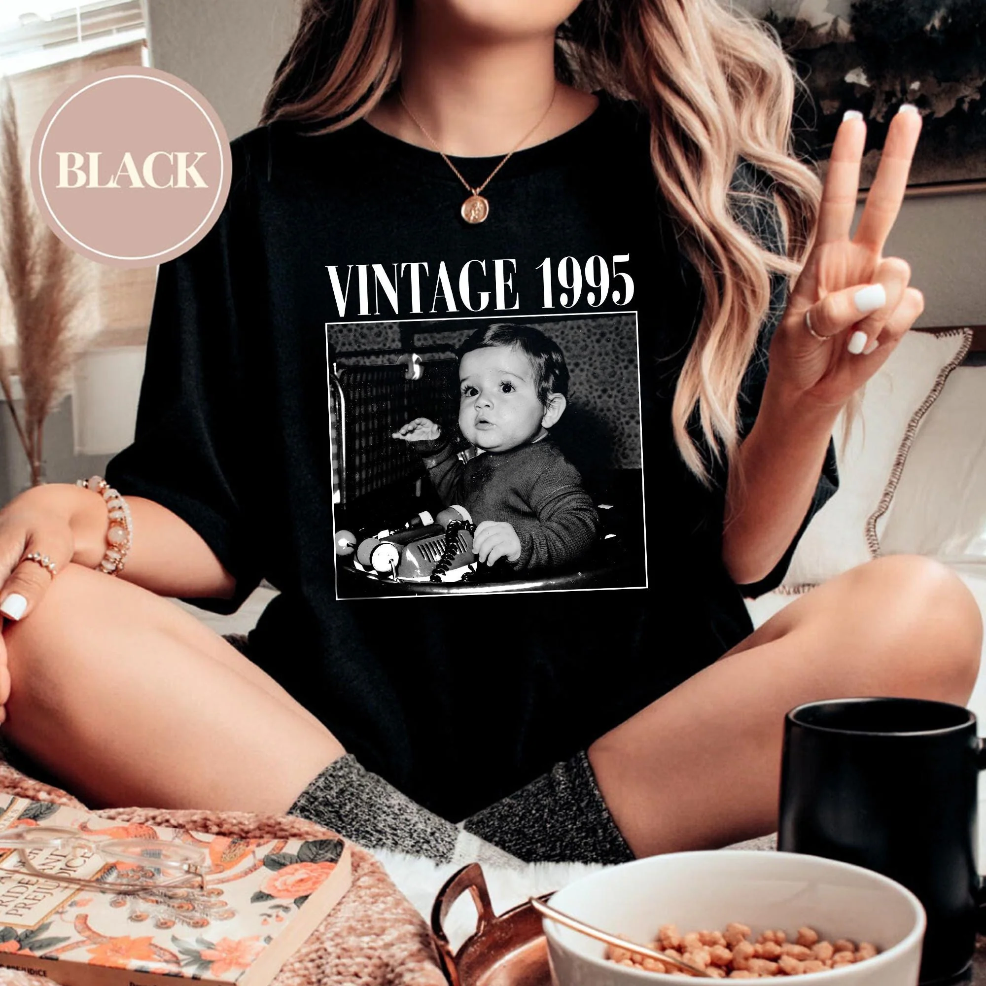 Custom Photo Vintage Personalised T Shirt - Image 6