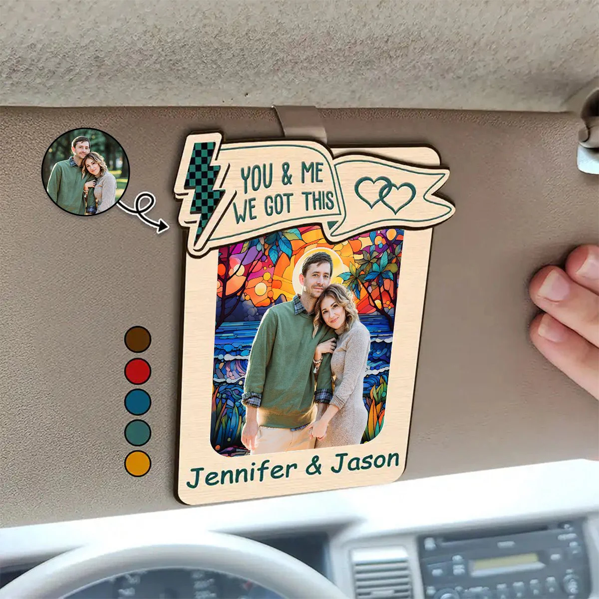 Custom Photo You & Me We Got This - Personalized Custom Shaped Car Visor Clip - Image 4