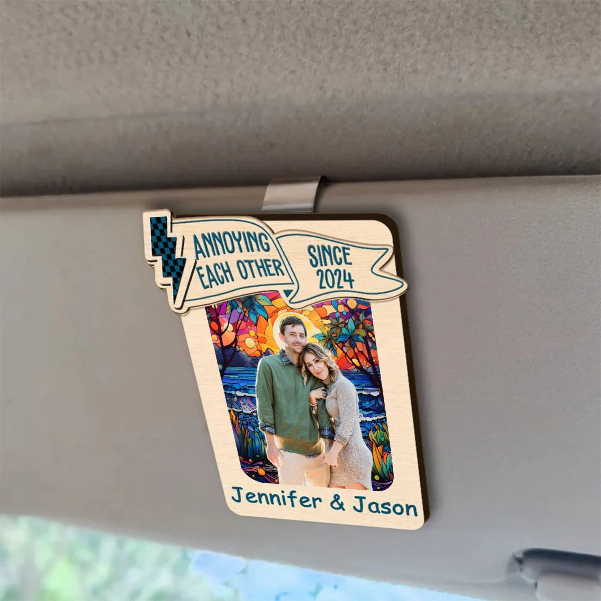 Custom Photo You & Me We Got This - Personalized Custom Shaped Car Visor Clip - Image 5