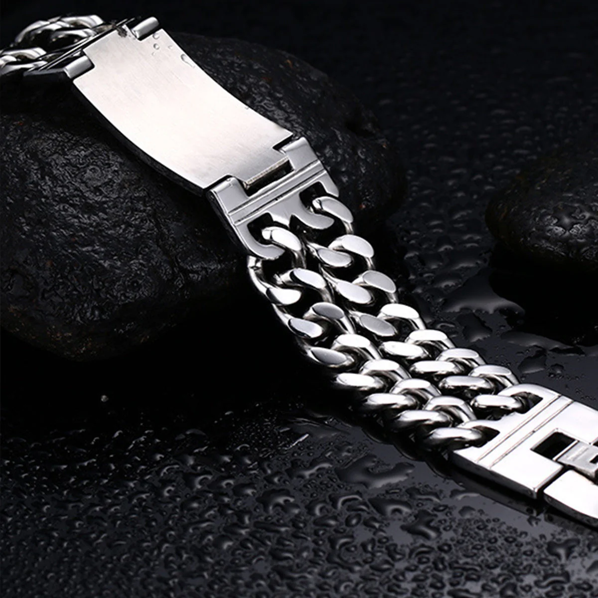 Custom Photo You Never Walk Alone Memorial - Personalized Engraved Bracelet Double Chain - Image 4