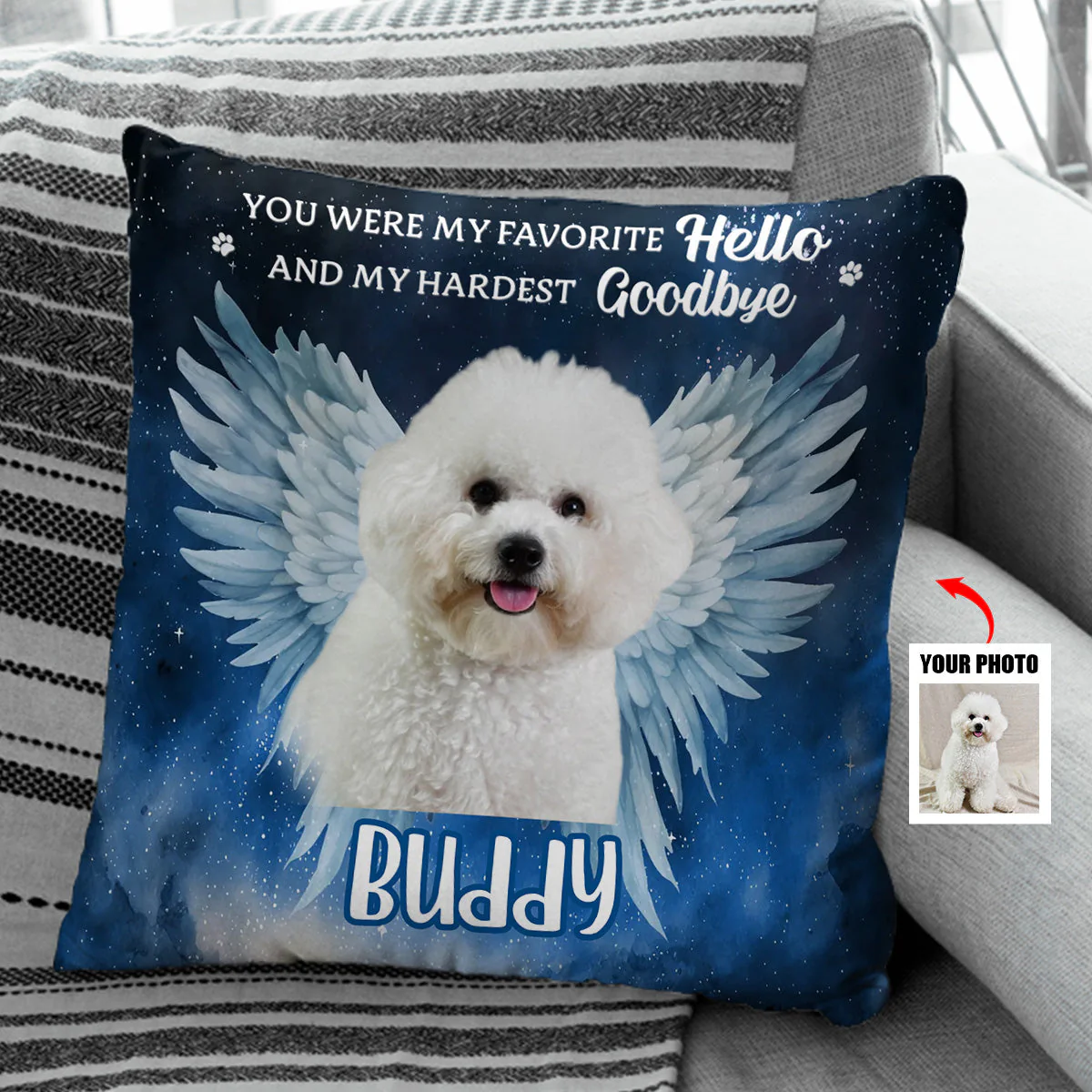 Custom Photo You Were My Favorite Hello - Memorial Personalized Pillow - Sympathy Gift For Pet Owners, Pet Lovers - Image 4