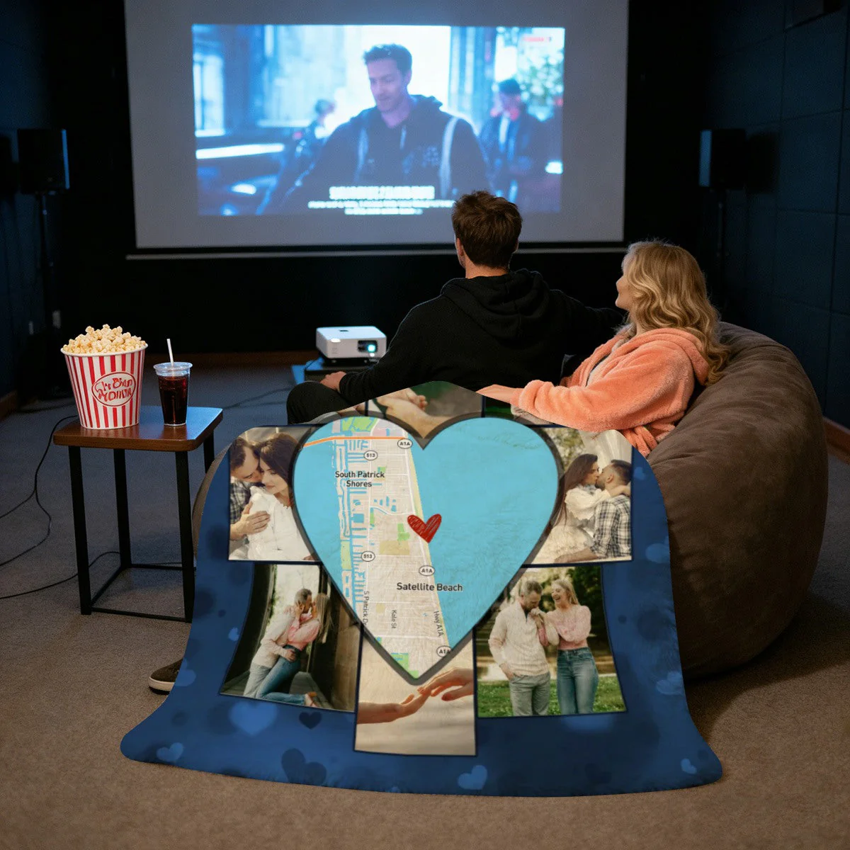 Custom Picture Collage Blanket With Location Map, Personalized Where It All Began Gift, Blankets For Couples - Image 3