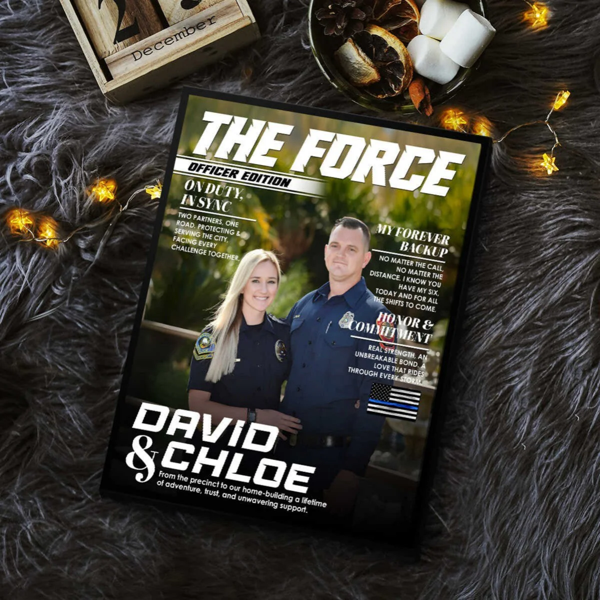 Custom Police Couple Magazine Cover, Law Enforcement Gifts for Couples, Police Anniversary Gift - Image 7