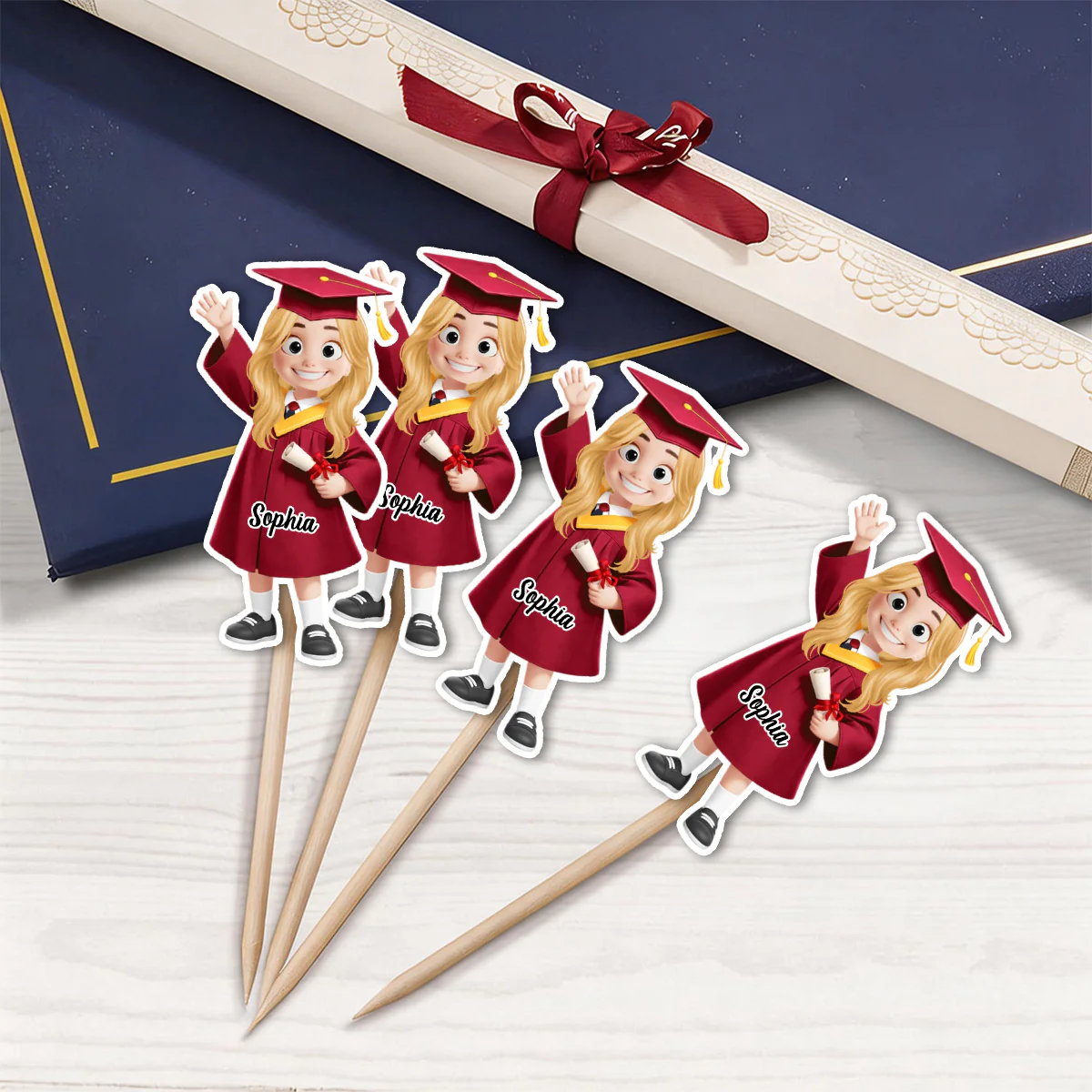 Custom Preschool Kindergarten Graduation - Personalized Cupcake Toppers - Image 4