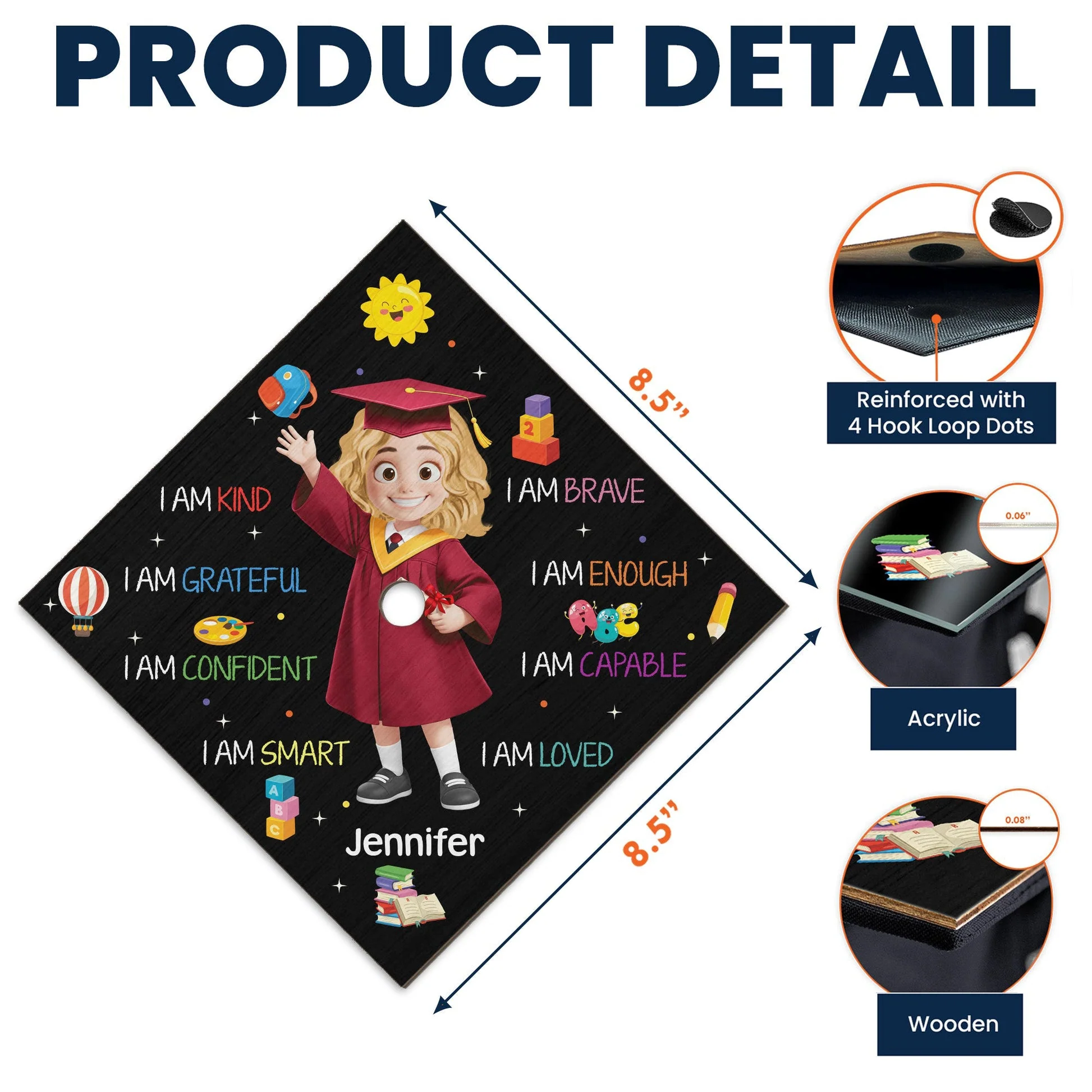Custom Preschool Kindergarten Graduation - Personalized Graduation Cap Topper - Image 4