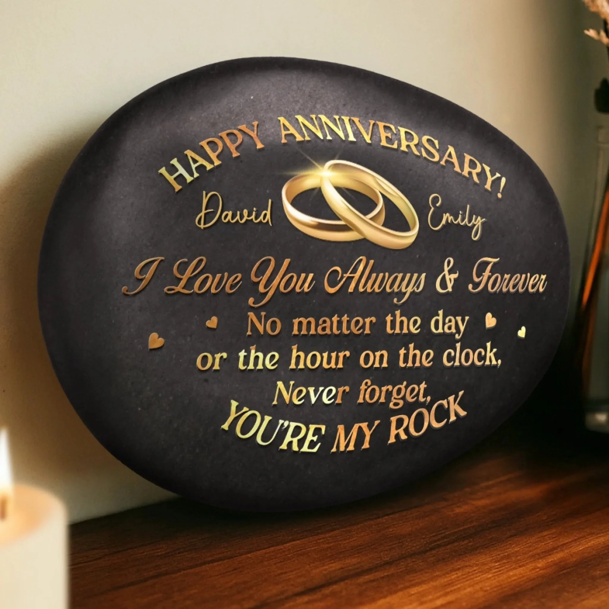 Custom Printed Rock - Personalized Anniversary Wedding Gifts For Husband And Wife, Him And Her - My Daily Dose Of Happy - Image 2