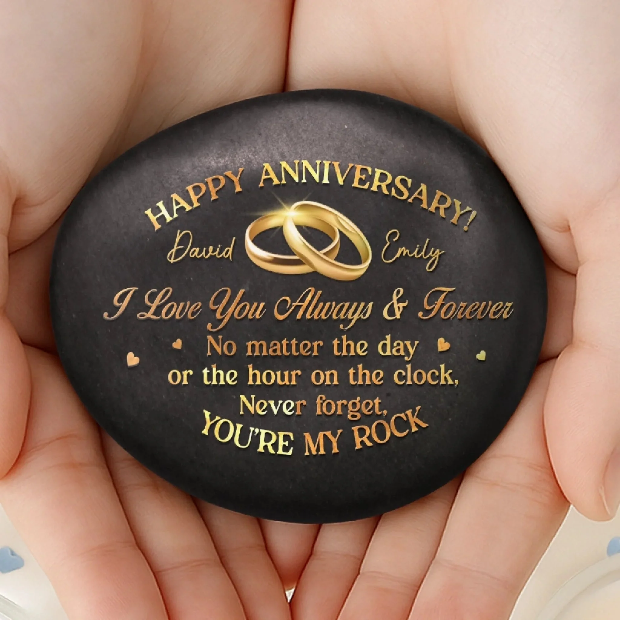 Custom Printed Rock - Personalized Anniversary Wedding Gifts For Husband And Wife, Him And Her - My Daily Dose Of Happy - Image 3