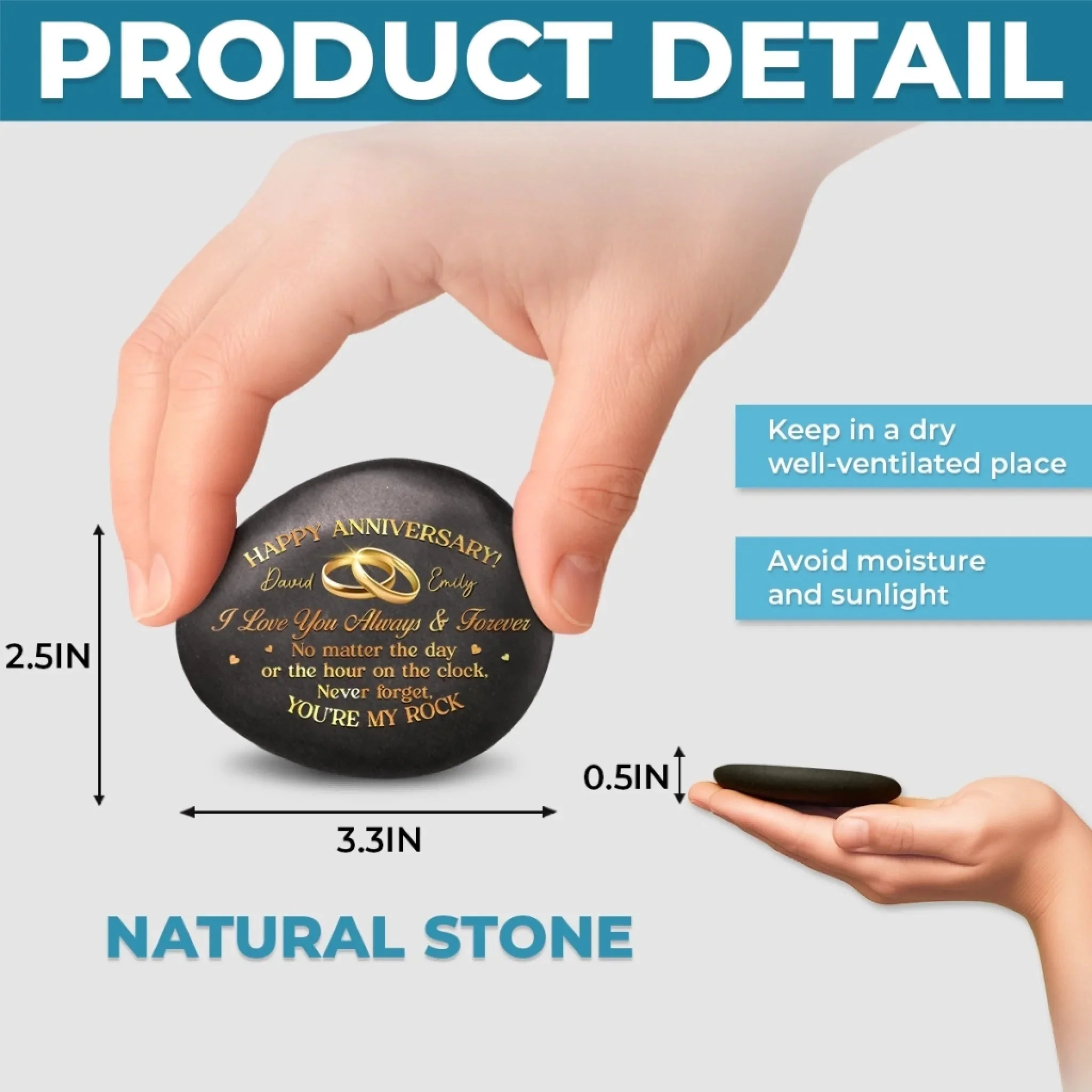 Custom Printed Rock - Personalized Anniversary Wedding Gifts For Husband And Wife, Him And Her - My Daily Dose Of Happy - Image 5