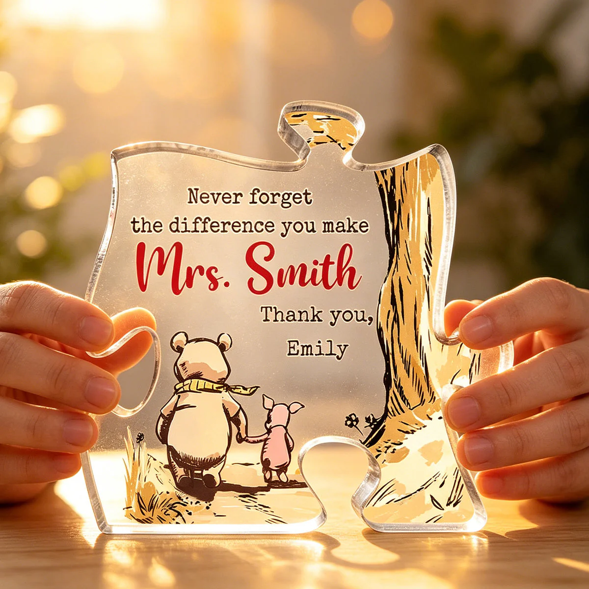 Custom Puzzle Shaped Acrylic Plaque - Personalized Graduation Gifts For Teachers - You Helped Me Grow - Image 2