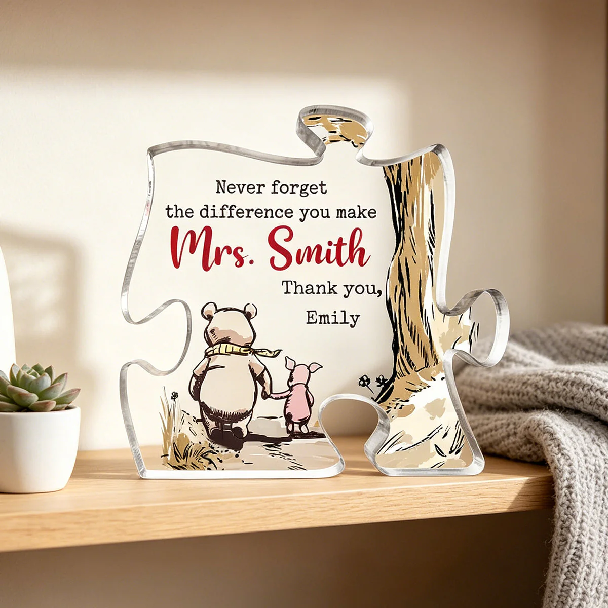 Custom Puzzle Shaped Acrylic Plaque - Personalized Graduation Gifts For Teachers - You Helped Me Grow - Image 4