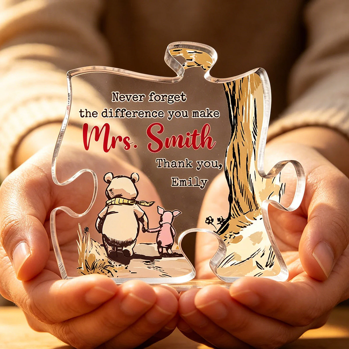 Custom Puzzle Shaped Acrylic Plaque - Personalized Graduation Gifts For Teachers - You Helped Me Grow - Image 5