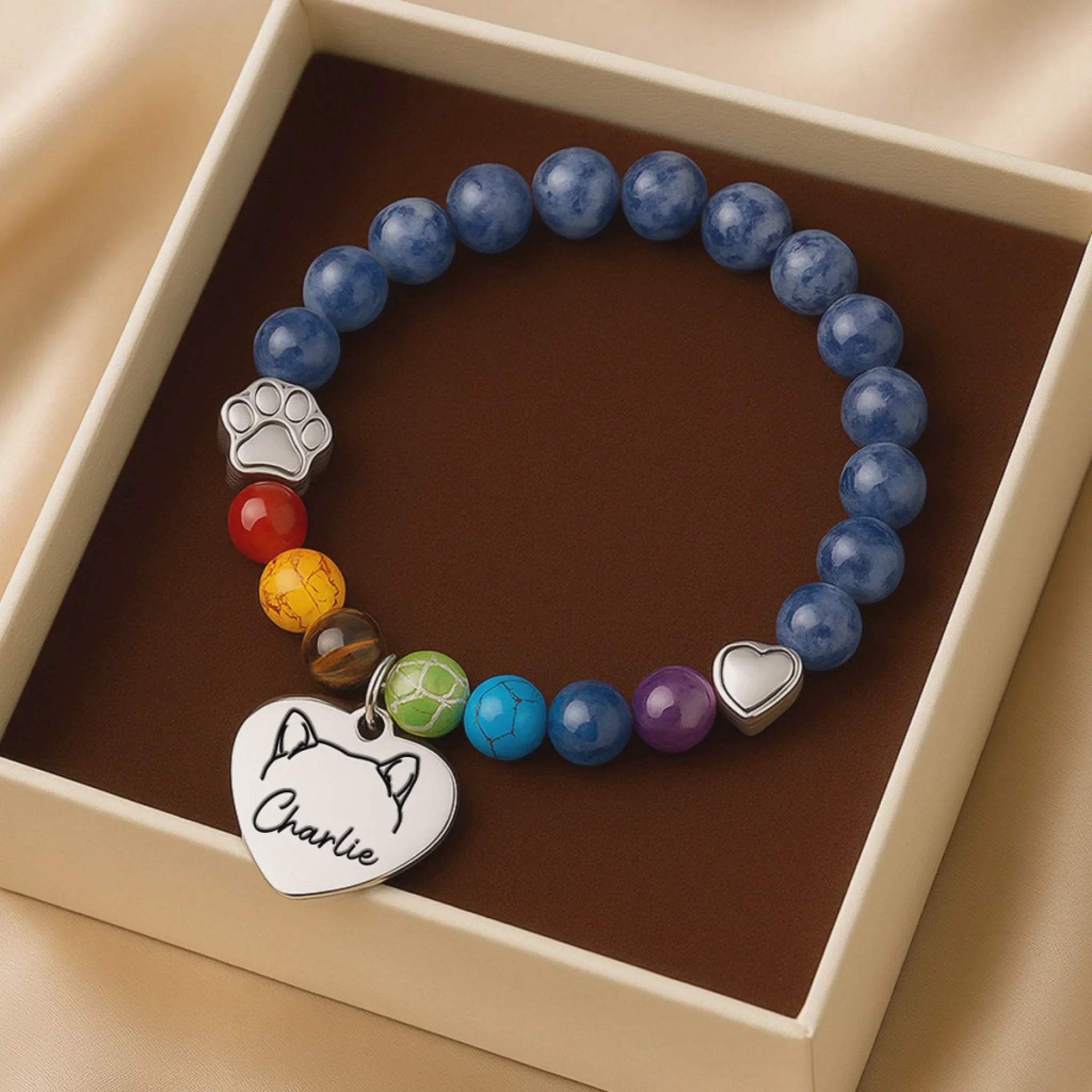 Custom Rainbow Bridge Bracelet - Personalized Pet Memorial Gifts For Dogs And Cats - Waiting At The Rainbow Bridge - Image 4