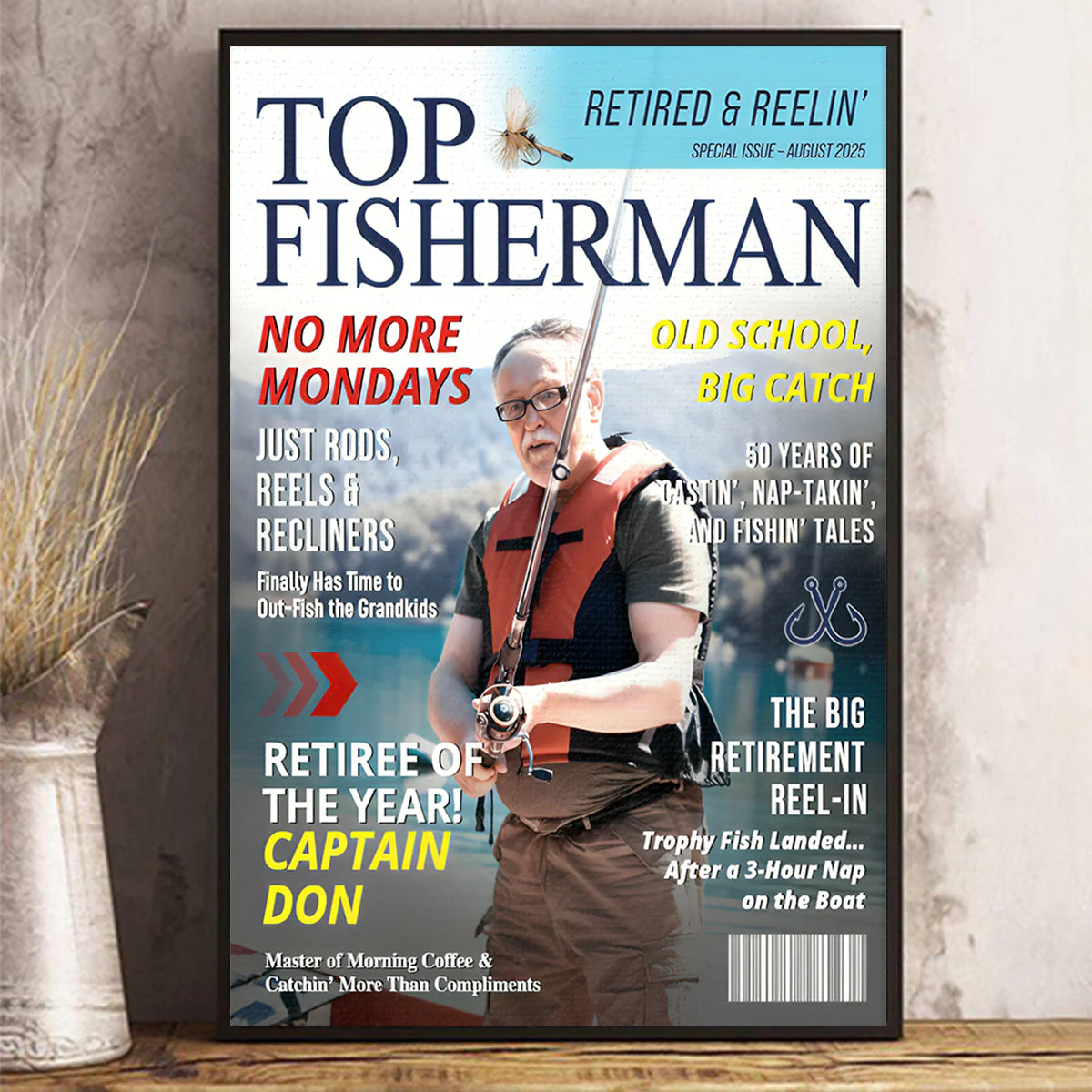 Custom Retirement Fishing Magazine Cover, Fishing Gifts for Retired Men, Fishing Dad Gift, Grandpa Gift, Personalized Fisherman Gift - Image 3