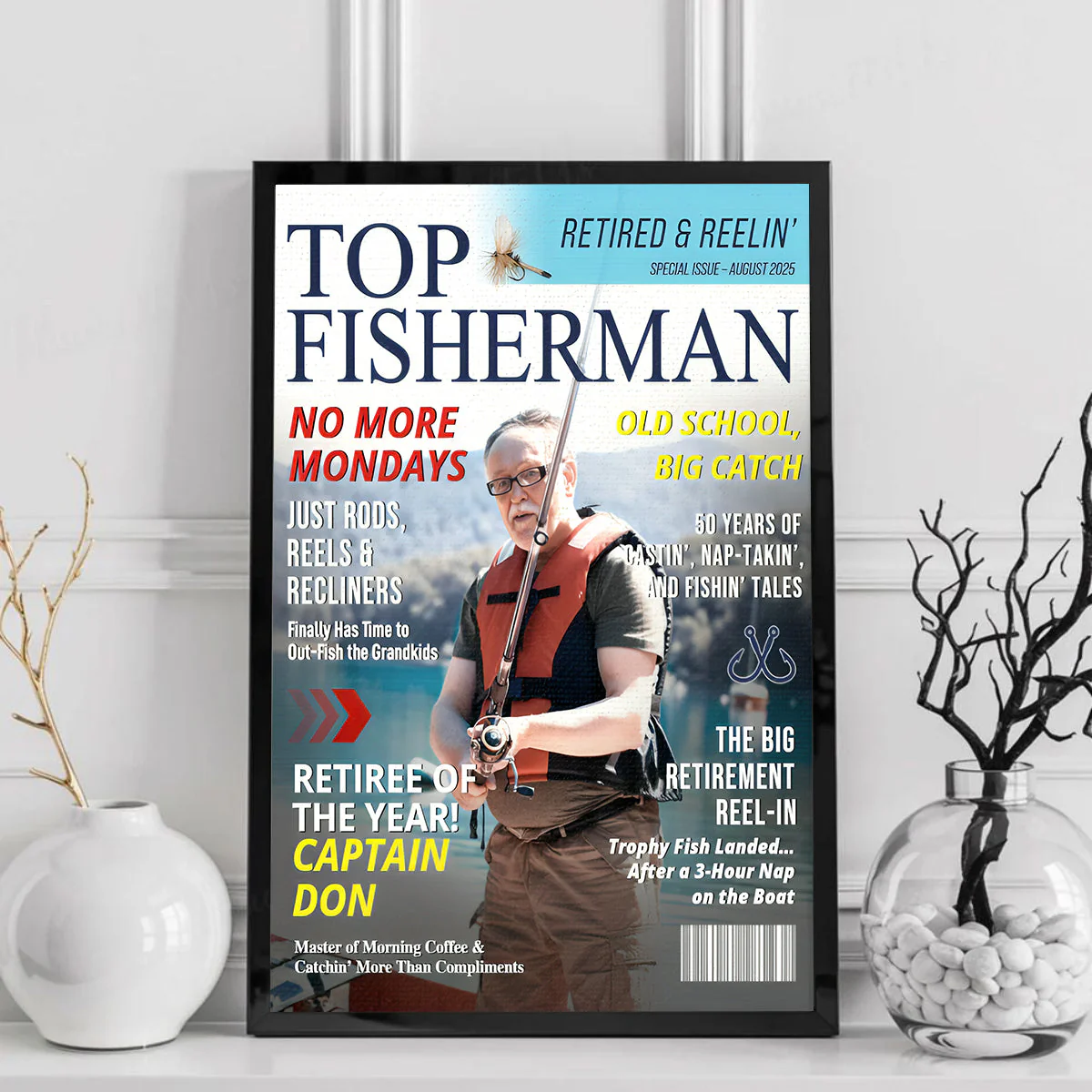 Custom Retirement Fishing Magazine Cover, Fishing Gifts for Retired Men, Fishing Dad Gift, Grandpa Gift, Personalized Fisherman Gift - Image 5