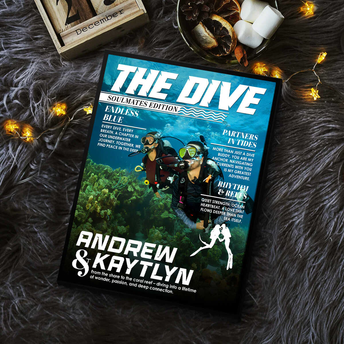 Custom Scuba Diver Couple Magazine Cover Canvas, Scuba Diving Magazine Cover, Ocean Lover Canvas Wall Art, Scuba Diving Soulmates Sign - Image 5