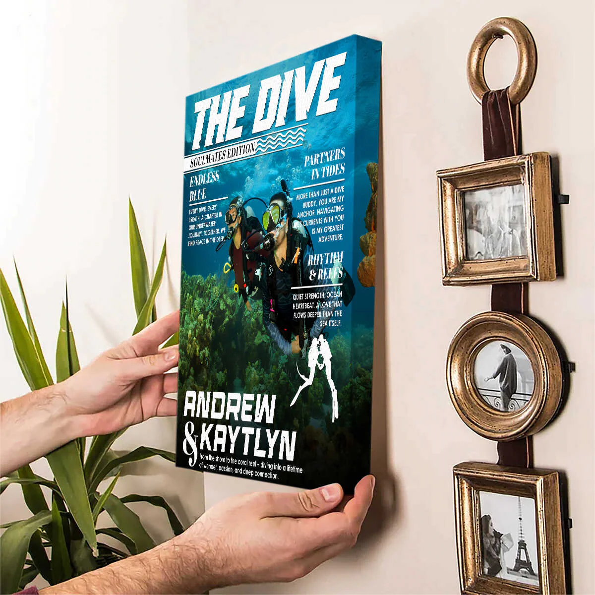 Custom Scuba Diver Couple Magazine Cover Canvas, Scuba Diving Magazine Cover, Ocean Lover Canvas Wall Art, Scuba Diving Soulmates Sign - Image 6