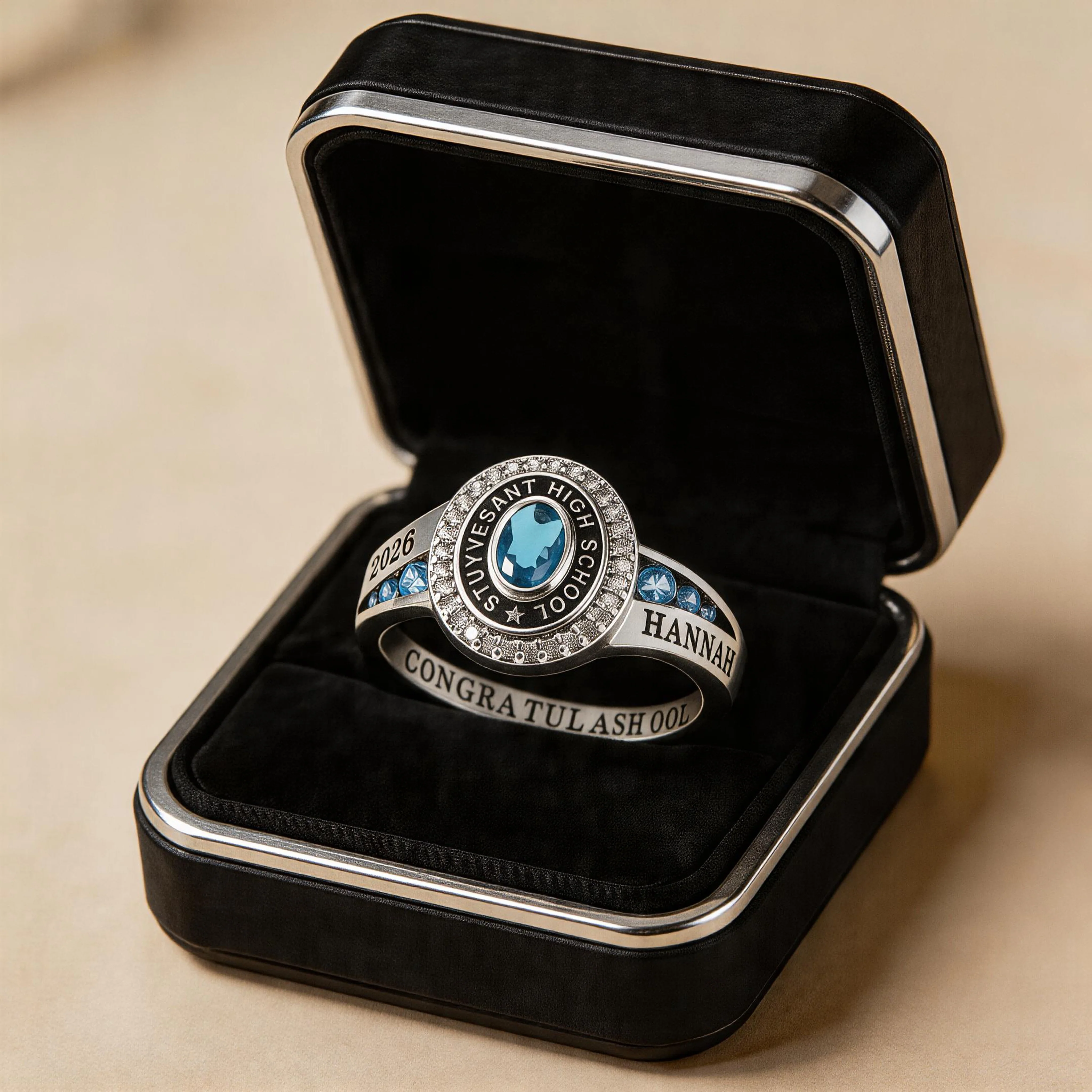Custom Senior High School Graduation Class Ring Class of 2026 Ring, Personalized Engraved Birthstone College Ring, Graduation Keepsake Gift - Image 2