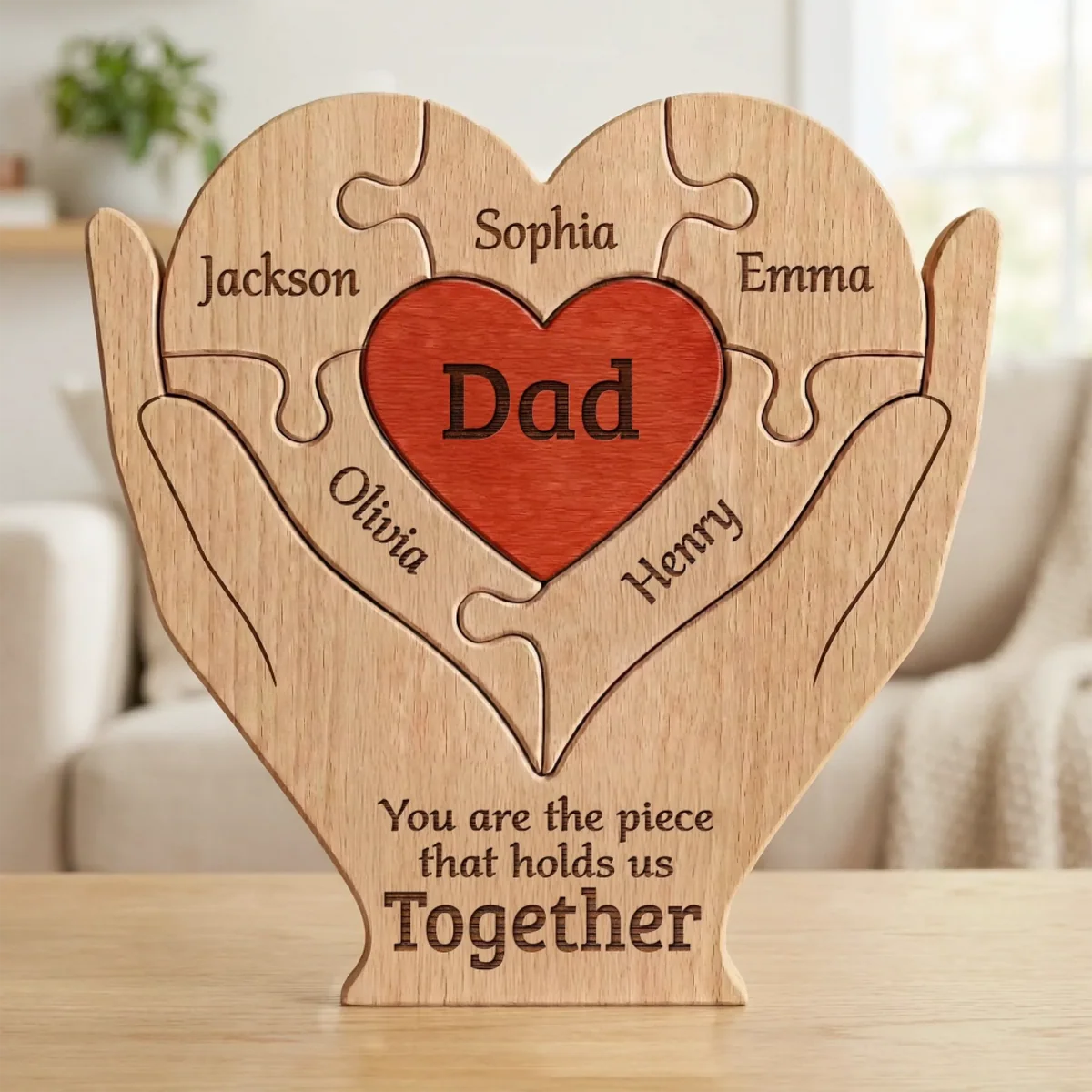 Custom Shaped Wooden Art Puzzle - Personalized Father's Day Birthday Gifts For Dad, Grandpa - Best Dad Ever Hands Down - Image 2