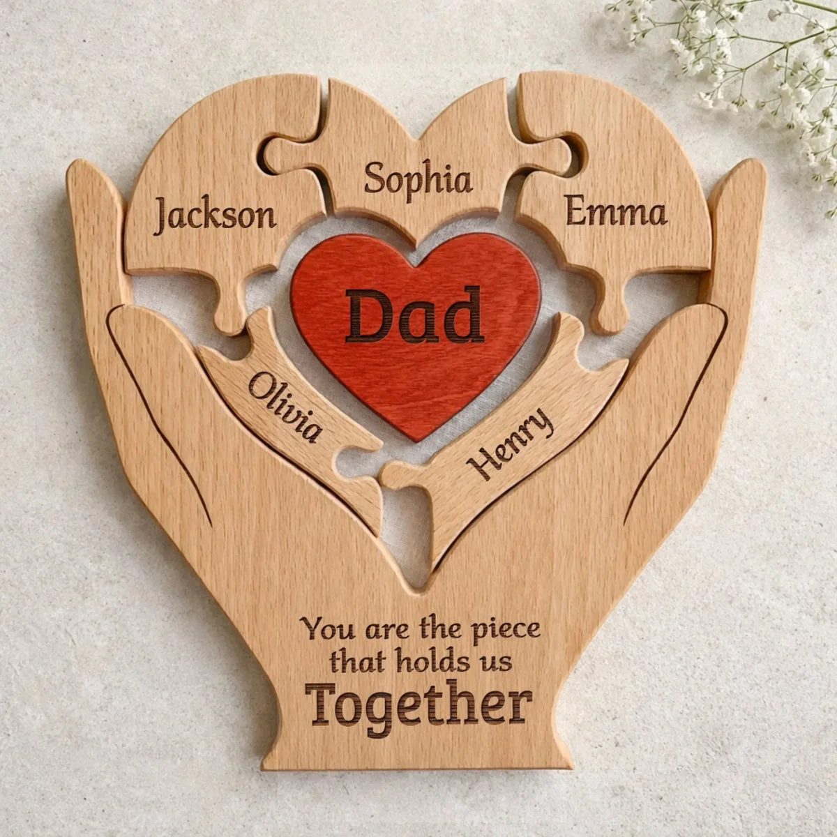 Custom Shaped Wooden Art Puzzle - Personalized Father's Day Birthday Gifts For Dad, Grandpa - Best Dad Ever Hands Down - Image 4