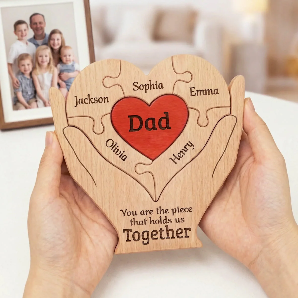 Custom Shaped Wooden Art Puzzle - Personalized Father's Day Birthday Gifts For Dad, Grandpa - Best Dad Ever Hands Down - Image 5