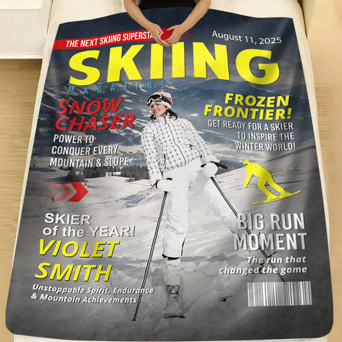 Custom Skiing Magazine Cover Blanketā Skiing Gift Ideas, Skiing Lover Gift - Image 3