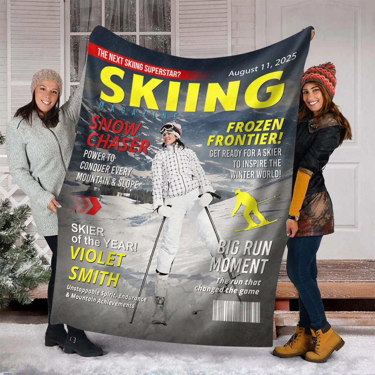 Custom Skiing Magazine Cover Blanketā Skiing Gift Ideas, Skiing Lover Gift - Image 4