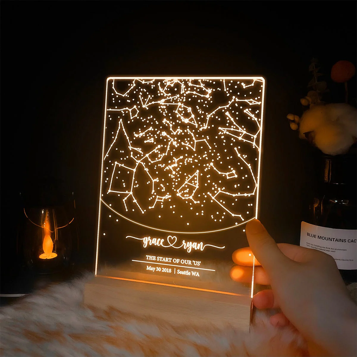 Custom star map by date,Personalized Couple Constellation LED Night Light Acrylic Plaque - Image 3