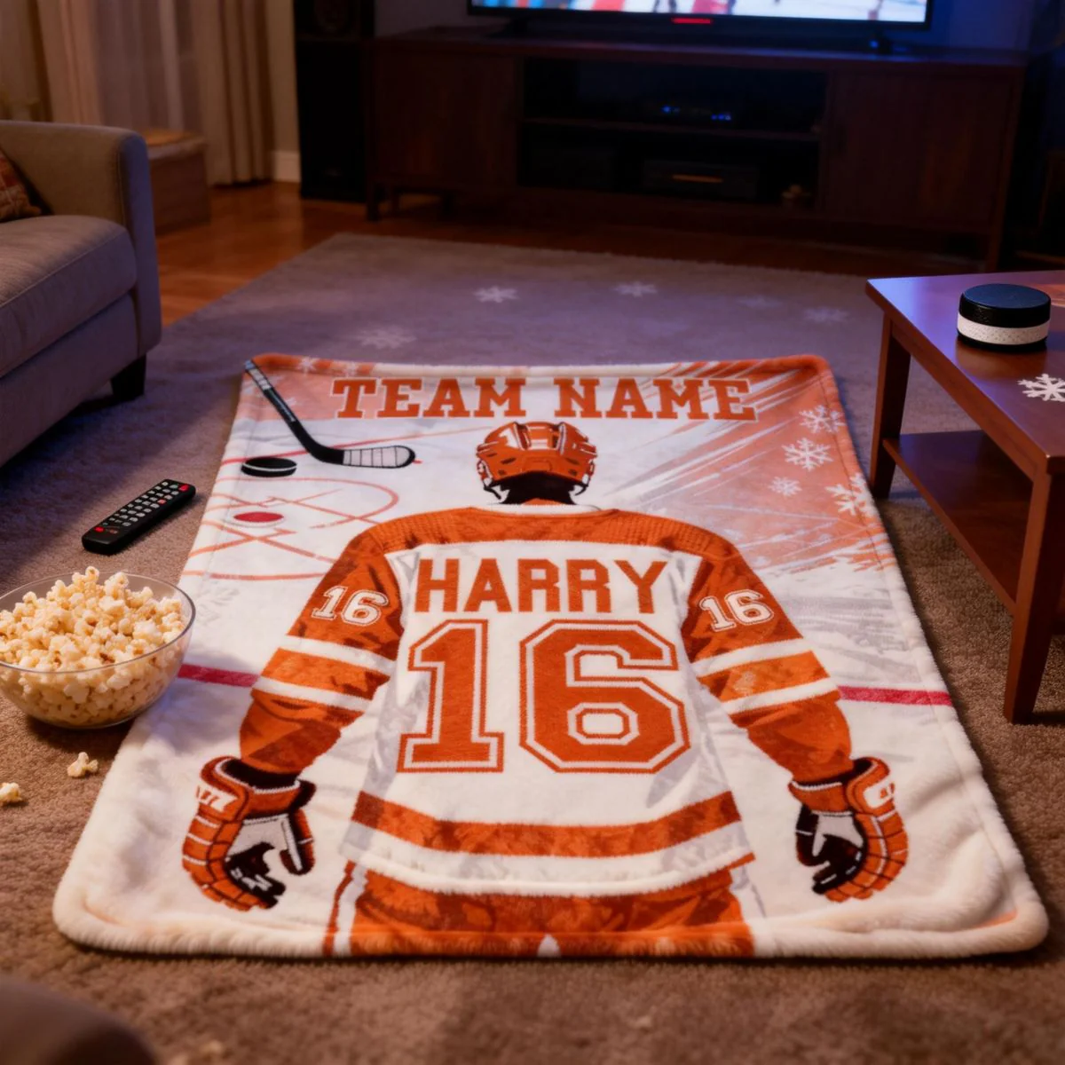 Custom Team Name, Player Name & Number Personalized Hockey Blanket Gift for Hockey Lovers - Image 5