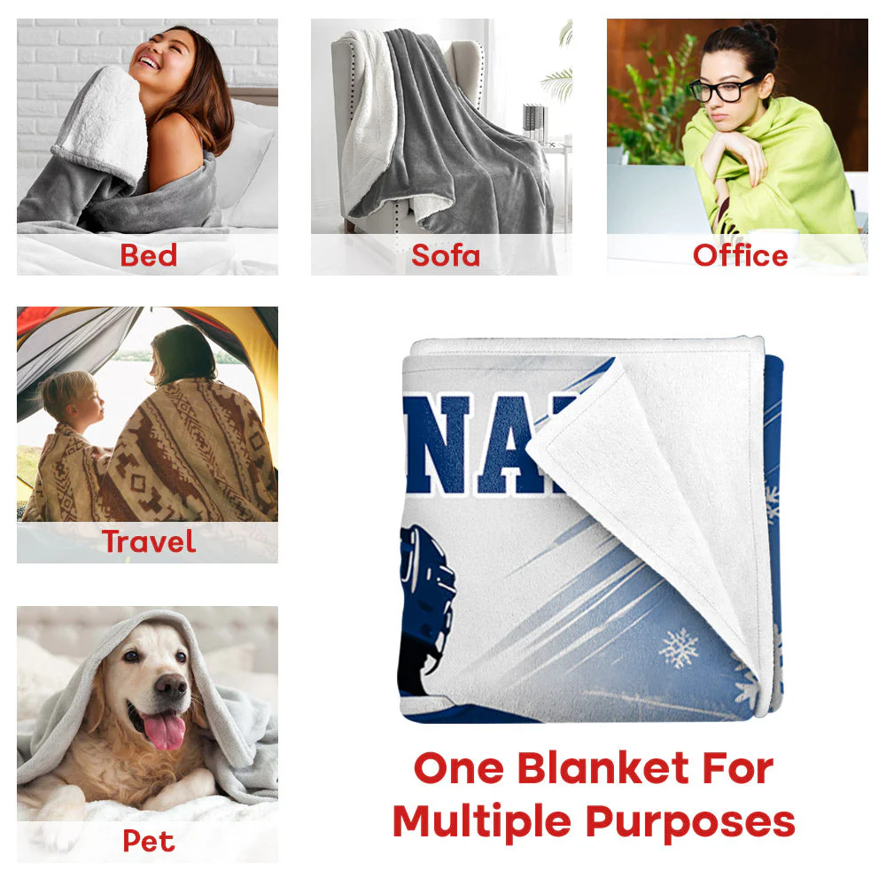 Custom Team Name, Player Name & Number Personalized Hockey Blanket Gift for Hockey Lovers - Image 7