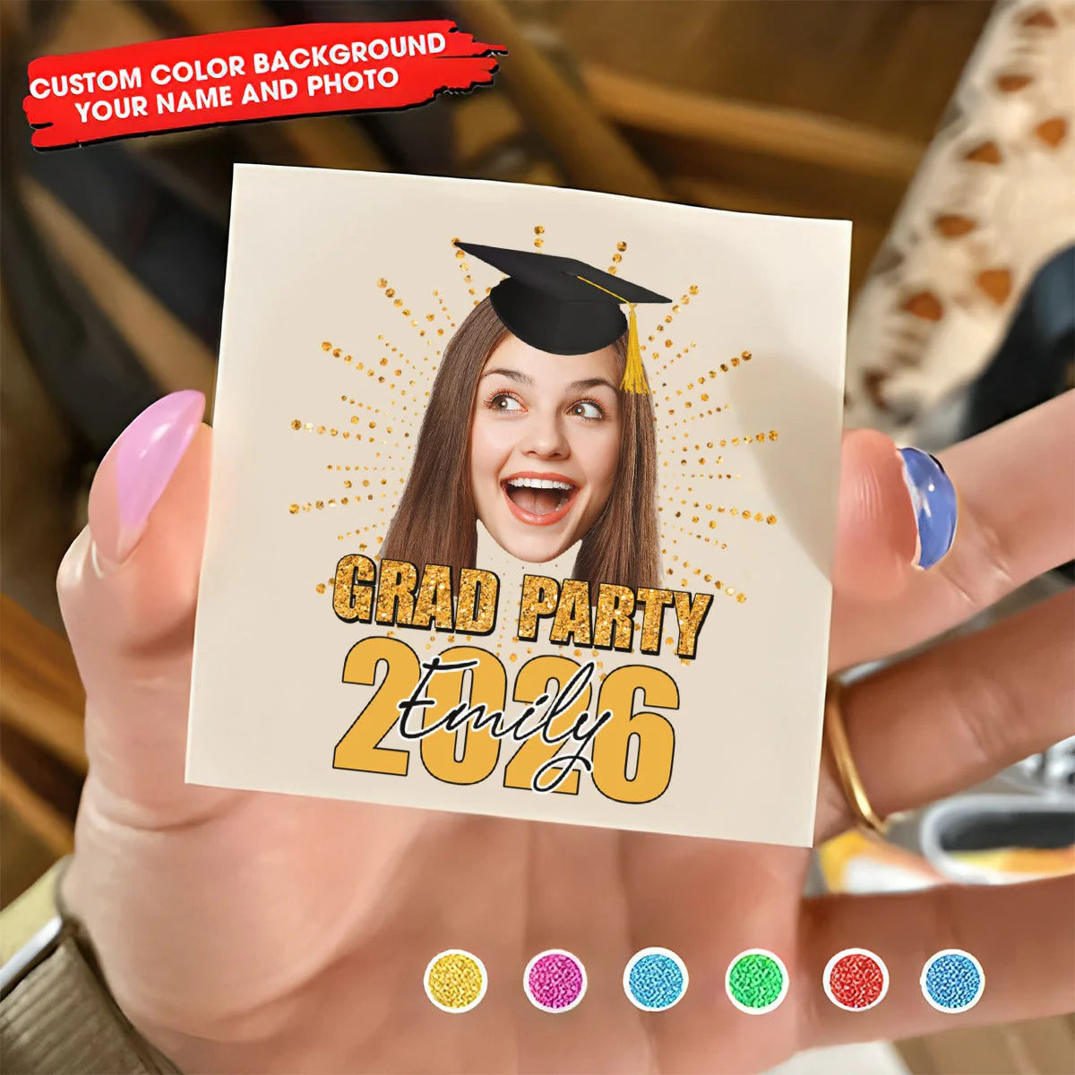 Custom Temporary Grand Party Tattoo With Personalized Photo, Text Name, Fake Tattoo, Gift For Graduation - Image 2