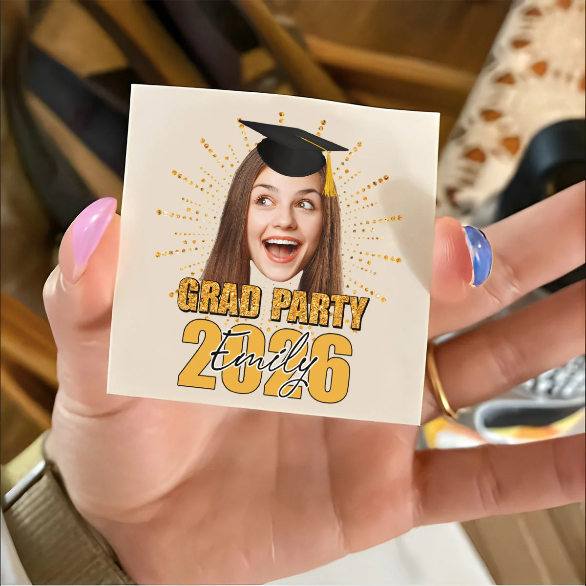 Custom Temporary Grand Party Tattoo With Personalized Photo, Text Name, Fake Tattoo, Gift For Graduation - Image 3