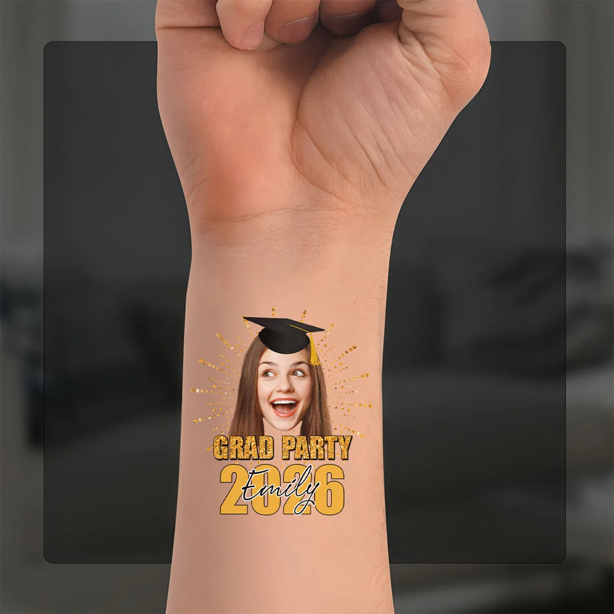 Custom Temporary Grand Party Tattoo With Personalized Photo, Text Name, Fake Tattoo, Gift For Graduation - Image 4