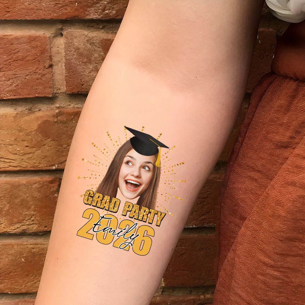 Custom Temporary Grand Party Tattoo With Personalized Photo, Text Name, Fake Tattoo, Gift For Graduation - Image 6