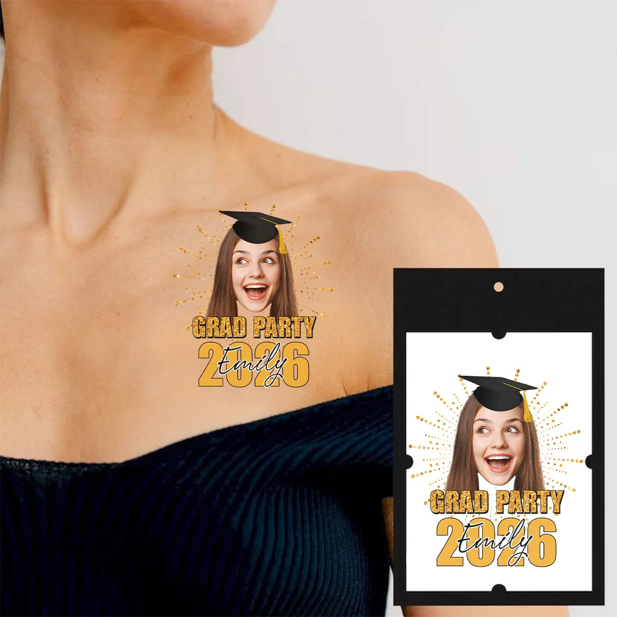Custom Temporary Grand Party Tattoo With Personalized Photo, Text Name, Fake Tattoo, Gift For Graduation - Image 8