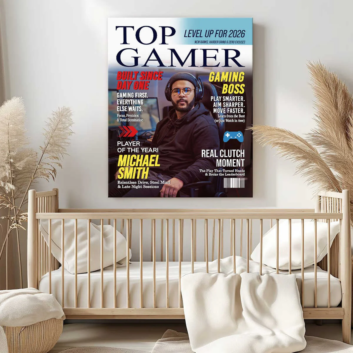 Custom Top Gamer Magazine Cover Canvas, Personalized Gamer Gift for Men, Video Game Gift for Him, Funny Gamer Gift - Image 3