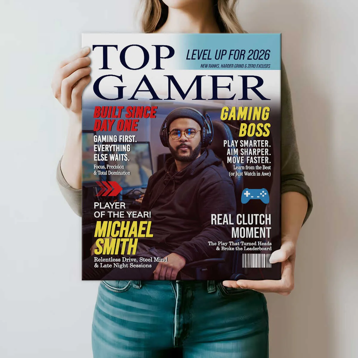 Custom Top Gamer Magazine Cover Canvas, Personalized Gamer Gift for Men, Video Game Gift for Him, Funny Gamer Gift - Image 4