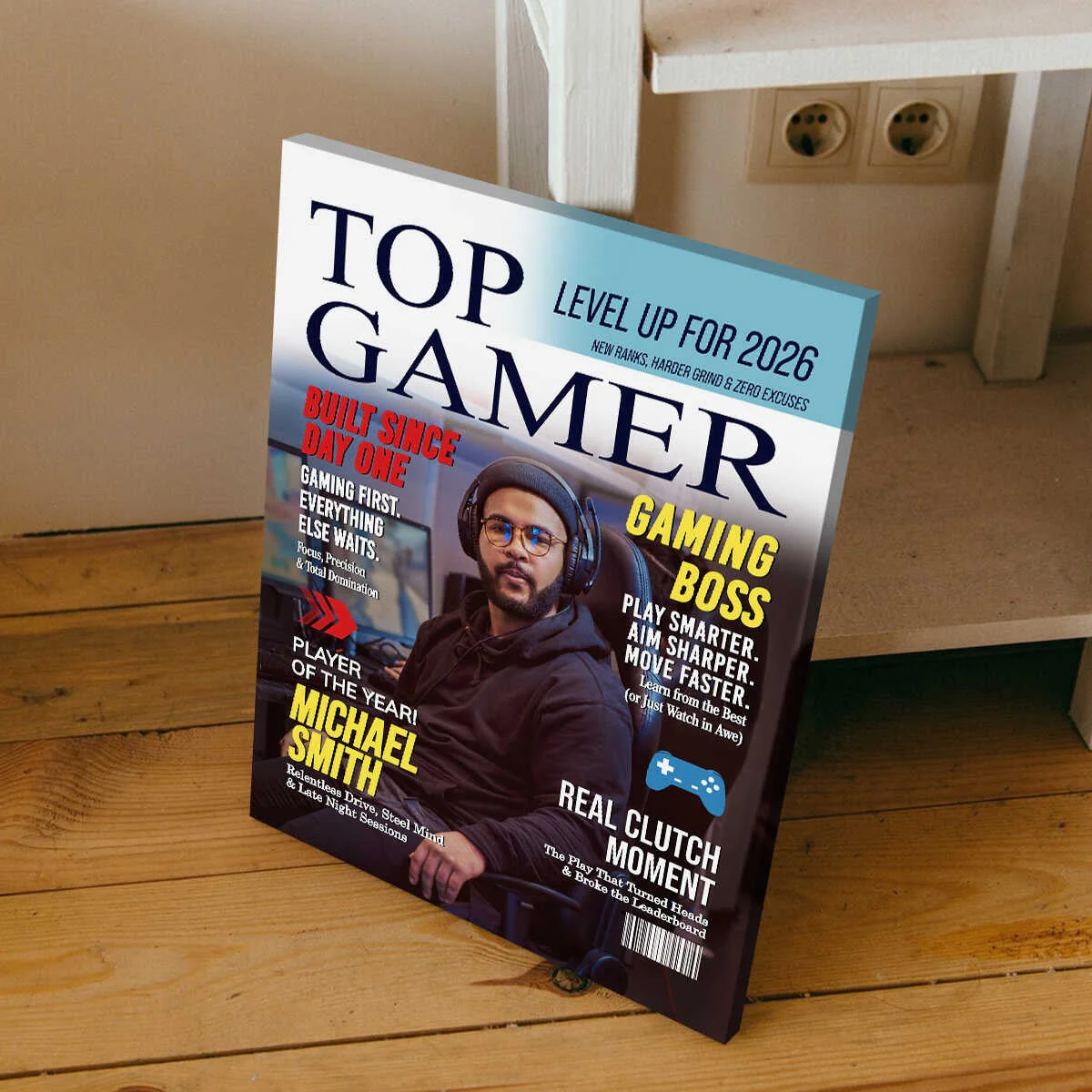 Custom Top Gamer Magazine Cover Canvas, Personalized Gamer Gift for Men, Video Game Gift for Him, Funny Gamer Gift - Image 5