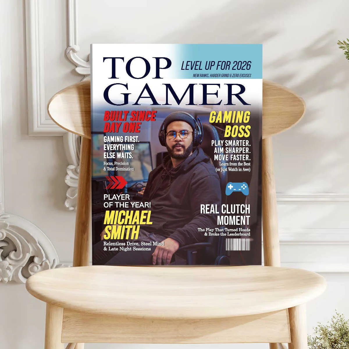 Custom Top Gamer Magazine Cover Canvas, Personalized Gamer Gift for Men, Video Game Gift for Him, Funny Gamer Gift - Image 6