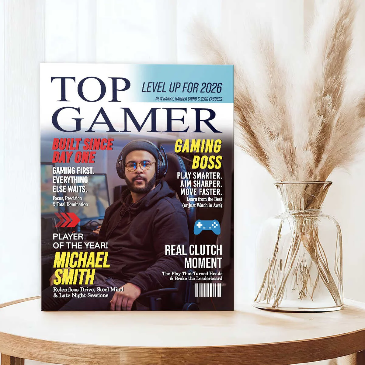 Custom Top Gamer Magazine Cover Canvas, Personalized Gamer Gift for Men, Video Game Gift for Him, Funny Gamer Gift - Image 7